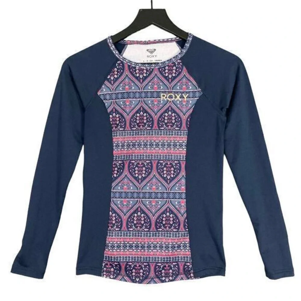 Roxy Waves Long Sleeve Rash Guard Swim Shirt UPF 50 Stretchy Women's Size S - Picture 2 of 10